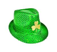 St Patrick's Day Performance Beret Hat Irish Themed Costume Accessory Holiday Jazz Green Bowler Bucket Flower Stylish Casual Celebrations Everyday Wear for Party Celebration (Green-b, One Size)