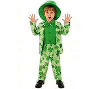 St Patricks Day Piece Costume Boys' St. Patrick'S Day Suit Set Jacket With Regular Cuffs Shirt With Point Collar Formal Semi-Formal Festive Theme Party