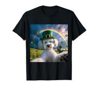 St. Patrick's Day Poodle Leprechaun Rainbow Clover Dog T-Shirt