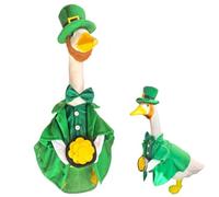 St. Patrick's Day Porch Goose Outfits, 2026 Irish Spring Shamrock Princess Dress Up Clothes for Lawn Garden Patio Outdoor Cement Statue Decor