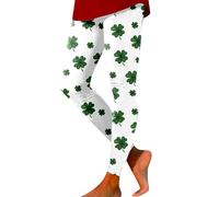 St Patricks Day Print Women's Yoga Pants Funny Shamrock Clover Plus Size Tights Full Length Cut Heart Graphic Stretchy High Waistband Running Pants