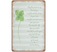 St. Patrick'S Day Printable - Irish Blessing Decor Clover Decor,Vintage Style Gift For Mom, Dad, Friends Tin Sign Metal Tin Sign 8X12 Inch