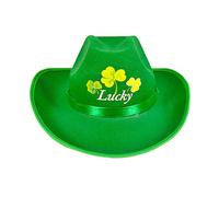 St Patricks Day Printed Flower Bucket Hat Irish Shamrock Print Cowboy Hat Performance Party Hat St Patricks Day Green Hat for Adults Vibrant(Green, One Size)