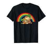St Patrick's Day Punch The Monkey Cuddling Rainbow T-Shirt