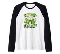 St Patricks Day Punk Cheers Fokers Green Beer Skull Raglan Baseball Tee