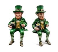 St Patricks Day Resin Leprechaun Figurine | Fun Irish Clover Statue with Gold Coin Pot, Green Lucky Charm Ornament Irish Decor for Home, Car, Office, Party Table, Desk, Shelf Decoration