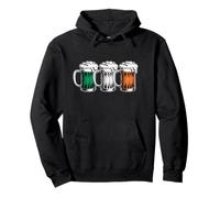 St. Patricks Day Retro Vintage Beer Glasses Irish Flag Pullover Hoodie