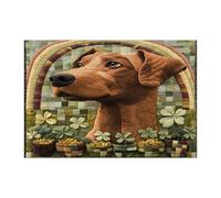 St.Patrick's Day Rhodesian Ridgeback Dog Jigsaw Puzzles for Adults 300 Piece, Knitting Puppy Wooden Printed Puzzles, Country Pet Pattern Decor for Home Entertainment