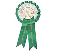 St Patricks Day Rosette Green 13cm Badge with Shamrock and Harp Design