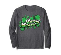 St Patricks Day Sassy Lassie Shamrock Funny Irish Girl Women Long Sleeve T-Shirt