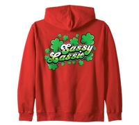 St Patricks Day Sassy Lassie Shamrock Funny Irish Girl Women Zip Hoodie