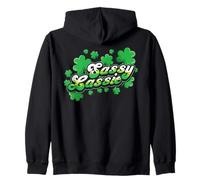 St Patricks Day Sassy Lassie Shamrock Funny Irish Girl Women Zip Hoodie