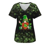 St. Patrick's Day Scrub Tops Doctors Hospital Workwear Work Tunics Classic Fit Utility Shirt Care Nursing Uniform Womens Scrubs Sharmock Nursing Wrap Mock Dog Grooming Beauty Salon Spa Nail Salons