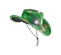 St. Patrick's Day Sequin Cowboy Hat Leprechaun Costume,Top Hat Fancy Dress Irish Gifts for Women St Patricks Day Fancy Dress Paddy's Day Hat Shamrock Decorations Irish Party Supplies Photo Green