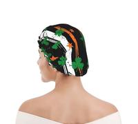 St Patricks Day Shamrock Clover Irish American Flag Shower Cap For Women Lightweight Bath Cap Reusable Shower Hat For Bathing Salon Men