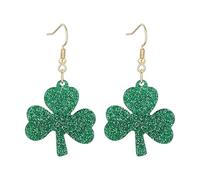 St. Patrick's Day Shamrock Drop Earrings, Green Shamrock Drop Earrings, Irish Earring, Lucky Hoop Earring, St Patrick's Day Accessories, for Festive Saint Patrick Days Birthday Wedding Summer