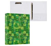 St Patrick's Day Shamrock Green Plaid 3 D-Ring Binder A4 1 Pack with 200 Sheet for Kids School Supplies Women Men Office