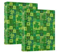 St Patrick's Day Shamrock Green Plaid 3 D-Ring Binder A4 2 Pack with 200 Sheet for Kids School Supplies Women Men Office