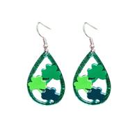 St.Patrick's Day Shamrock Hat Drop Dangel Earrings Irish Acrylic Earrings Green Clover Glove Good Luck Charm for Women Jewelry Celebrate Creative Irish, Acrylic, No Gemstone