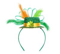 St Patrick's Day Shamrock Headband with Feathered Hat Festive Hair Accessory for Party Decorations and Celebration Fun St Paddy's Day Photo Prop for Women