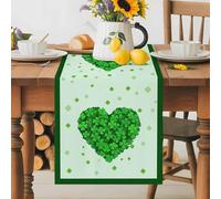 St. Patrick's Day Shamrock Love Heart Table Runner 70 Inches Long,Table Runners Kitchen Dining Tables Decoration for Home Party Decor, Spring Green Tables Runner Wedding Dresser Scarf