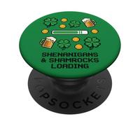 St Patricks Day Shenanigans & Shamrocks Loading Pixel Art PopSockets Adhesive PopGrip
