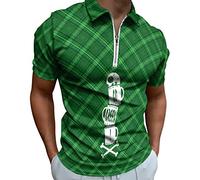 St. Patrick's Day Shirt for Men,Fashion 3D Clover Print Polo Shirt Mens Lapel Collar 1/4 Zip up Short Sleeve T Shirt Men Casual Baggy Blouse Tops St Patricks Day Irish Lucky Shamrock T-Shirt