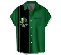 St Patricks Day Shirt for Men Green Shamrock T-Shirt Irish Short Sleeve Tops Lucky Clover Graphic Tee Mens Casual Ireland Shirts with Chest Pocket Blouse Saint Patricks Day T-Shirts Plus Size