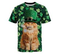 St Patricks Day Shirt Men Big and Tall Shamrock Tshirt Casual Green Clover Graphic T Shirt Irish Tee Tops Lucky Irish Holiday Tops for Office Work Daily Going Out Wear Ireland (B2 Green,XXL)