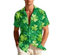 St. Patrick's Day Shirt Men Lucky Irish Shirts Novelty Graphic Printed Button Front Shirt Casual Lapel Collar Short Sleeve Tops Funny Festival Tee Shirt Summer Party Costume