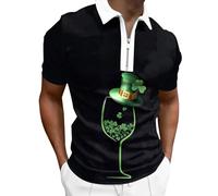 St. Patricks Day Shirt Men Novelty 3D Printed Shamrock Tee Shirt Casual Green Clover Graphic Short Sleeve Shirts Irish Shirts Going Out Pullover Tops St. Patty's Day Tops (F6 Black,M)