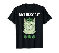 St Patricks Day Shirts Women My Lucky Girl Cat Tee T-Shirt
