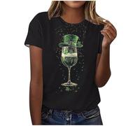 St. Patrick's Day Short Sleeve T Shirt Women Irish Lucky Shamrock Printed Cotton Tops Oversized Blouses Lucky Green Graphic Pullover Holiday Festival Clothes Spring Summer Tees Ladies S-5XL
