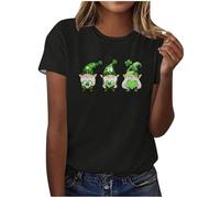 St. Patrick's Day Short Sleeve T Shirt Women Irish Lucky Shamrock Printed Cotton Tops Oversized Blouses Lucky Green Graphic Pullover Holiday Festival Clothes Spring Summer Tees Ladies S-5XL