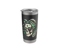 St Patricks Day Skull Messy Bun Peace Women St. Pattys Day Stainless Steel Insulated Tumbler