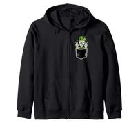 St Patricks Day Skull Skeleton Lovers Irish Lucky Spooky Fun Zip Hoodie