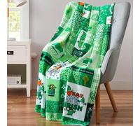 St. Patrick's Day Soft Fleece Throw Blanket: Irish Gnomes, Charmed with Celtic Sayings, and Lucky with Clovers Shamrocks and Pots of Gold (Irish Patchwork)
