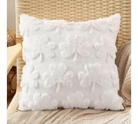 St. Patrick's Day Soft Plush Green Shamrock Pillow Covers 18 x 18 Inch Set of 2, Lucky Clover Faux Fur Wool Jacquard Throw Pillowcases for Home Sofa Couch Cushion Decoration (White)