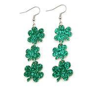 St.Patrick's Day Stud Earrings for Women,Glitter Shamrock Earrings,Irish Green Leaf Clover Shamrock Good Luck Earrings St.Patrick's Day Accessory Irish Jewelry Gifts for Women Girl