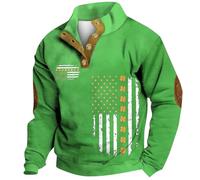 St. Patrick'S Day Sweatshirt For Men Ugly Printed Pullover Jumper Cardigan Long Sleeve Jacket Sweater Mens Sweatshirts No Hood Casual Wear Button Front Sweatshirt Shirt Top Green