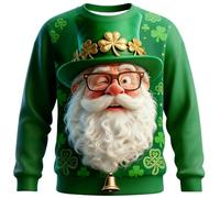 St. Patrick's Day Sweatshirt for Men UK Funny Irish Clover 1/4 Zip Fleece Pullover Sweater Casual Warm Sweatshirt Long Sleeve Pull Over Jumper Tops Irish T Shirt Spring Outfits (K11 Green,S)