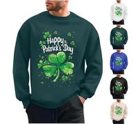 St Patrick's Day Sweatshirt for Men UK Sale Clearance Green Irish Pullover Shamrock Printed Vintage Jumper Tops Lucky Crewneck Blouse Casual Long Sleeve Sweatshirts for Ireland Holiday Party 2025