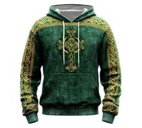 St. Patrick's Day Sweatshirt Men Clover Hoodies Work Jumpers Cargo Military Hooded Sweatshirt Patchwork Tactical Pullover Tops Spring Gym Sports Outfits Shamrock Lucky T-Shirts (M13 Green,5XL)