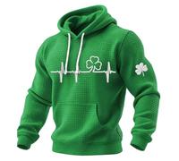 St Patricks Day Sweatshirt Men Funny Clover T-Shirts Long Sleeve Casual Classic Tee Cotton Crew Neck Lightweight Fashion Casual Tshirts Funny Irish Shirts Sportswear (A1 Green,M)