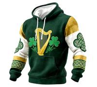 St Patricks Day Sweatshirt Men Lucky Clover Crewneck Sweatshirts Casual Fleece Pullover Jumper Sweatshirt Long Sleeve Basic Sweat Shirts Irish Green Shirt Spring Outfits (Q17 Green,XL)