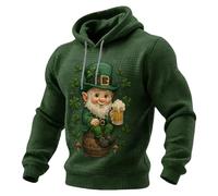 St. Patrick's Day Sweatshirt Men Lucky Shamrock Clover Print Active Sports Shirts 1/4 Zip Long Sleeve Running T-Shirts Quick-Dry Pullover Tops Outdoor Polo Shirt Shamrock Tshirt (E5 Dark Green,XL)