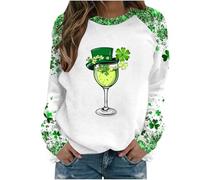 St. Patrick's Day Sweatshirts for Women Printed Long Sleeve Pullover Lucky Shamrock Jumpers Ladies Green Tops Irish Clover Crewneck Sweatshirt Paddy's Day Casual Clothing