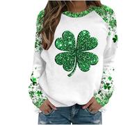 St. Patrick's Day Sweatshirts for Women Printed Long Sleeve Pullover Lucky Shamrock Jumpers Ladies Green Tops Irish Clover Crewneck Sweatshirt Paddy's Day Casual Clothing