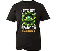 St. Patrick's Day T-Shirt Let's Get Ready to Stumble Drinking Irish Hat Tee Top (Black, XL)