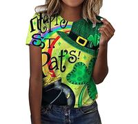 St. Patrick's Day T-Shirt Women Shirt Shamrock Graphic Tees Green Clover Short Sleeve Tops Women Casual St. Patrick's Day Print Pullover Plus Size Tops Fancy Dress Irish Clover Print Green Tunic Tops